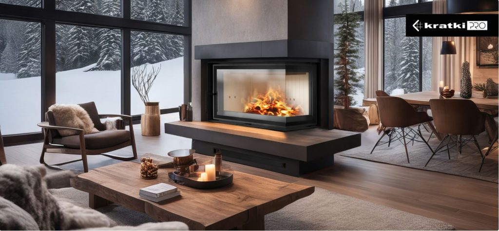 Wood and Steel Fireplace in Cyprus Petraland