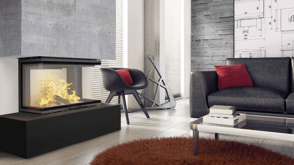Wood and Steel Fireplace in Cyprus Petraland
