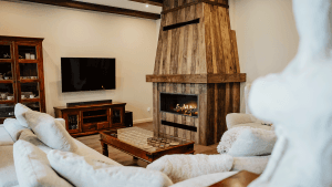 Wood and Steel Fireplace in Cyprus Petraland