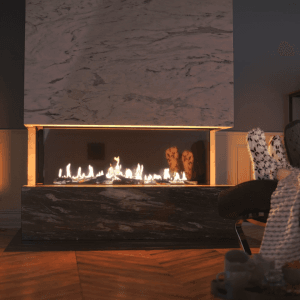 Wood and Steel Fireplace in Cyprus Petraland