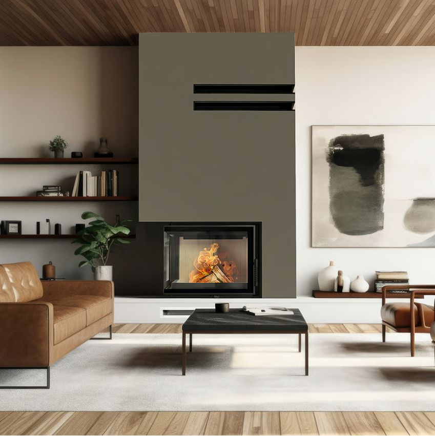Wood and Steel Fireplace in Cyprus Petraland