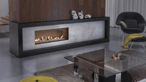 Wood and Steel Fireplace in Cyprus Petraland