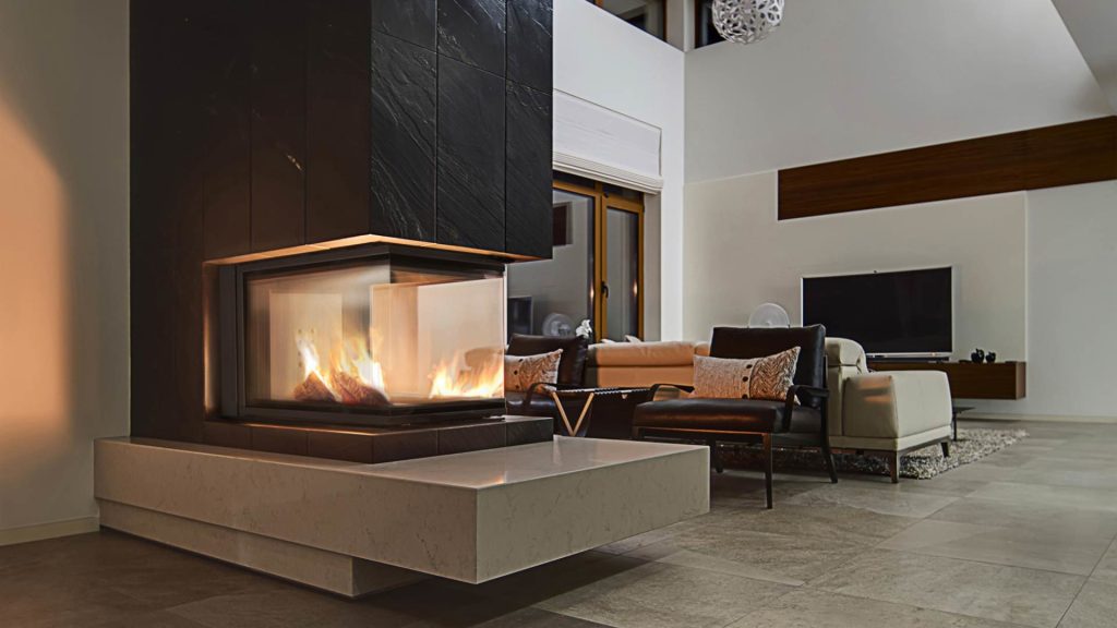 Wood and Steel Fireplace in Cyprus Petraland