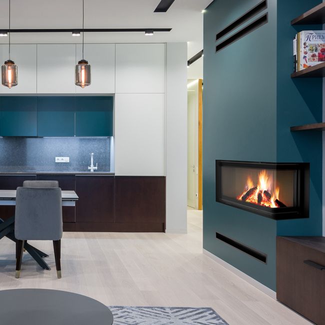 Wood and Steel Fireplace in Cyprus Petraland
