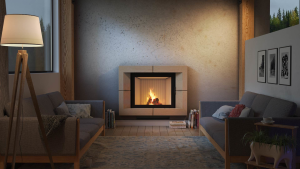 Wood and Steel Fireplace in Cyprus Petraland