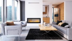 Wood and Steel Fireplace in Cyprus Petraland