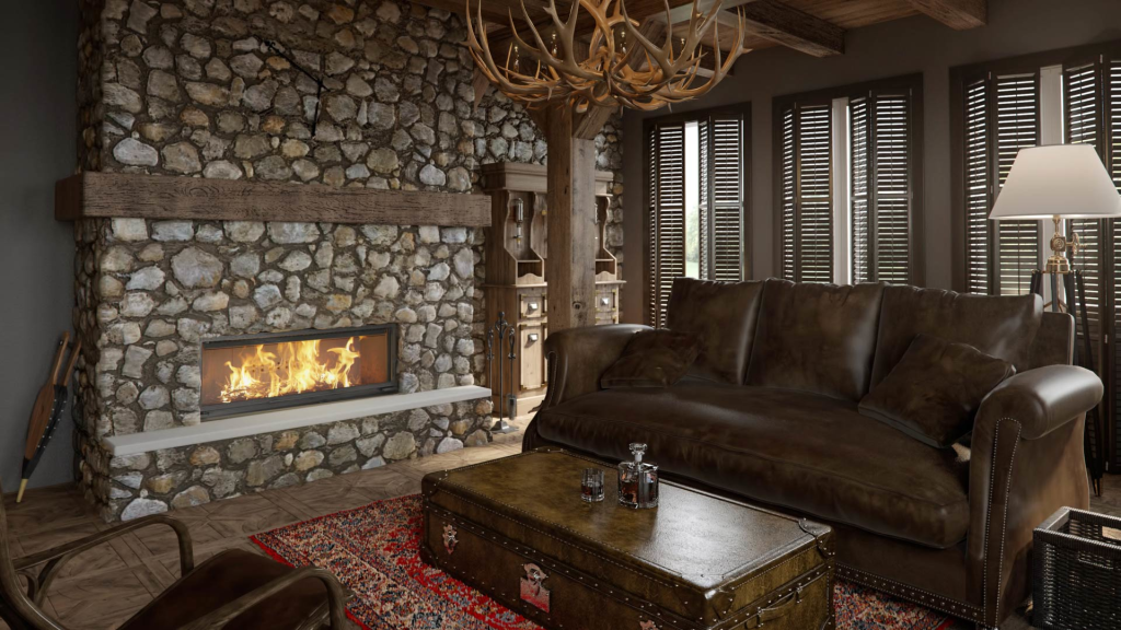 Wood and Steel Fireplace in Cyprus Petraland