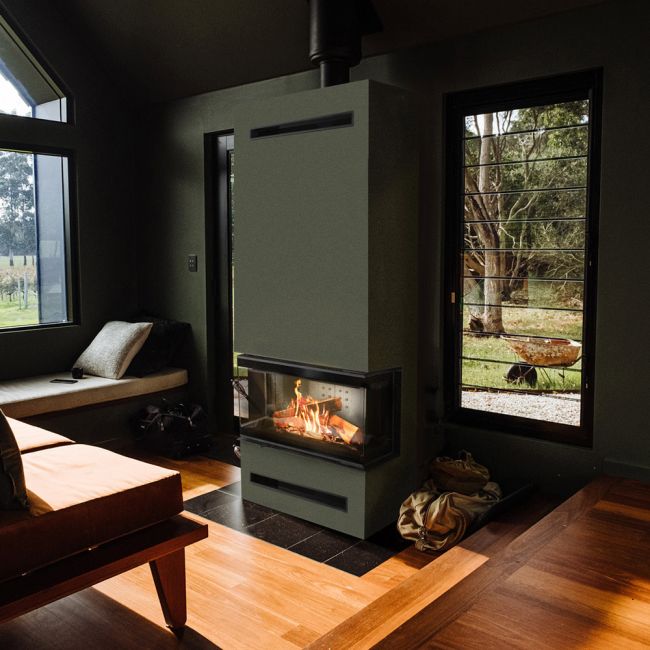 Wood and Steel Fireplace in Cyprus Petraland