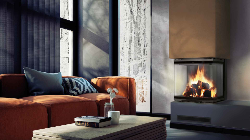 Wood and Steel Fireplace in Cyprus Petraland