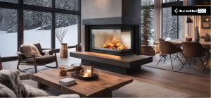 Wood and Steel Fireplace in Cyprus Petraland