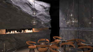 Wood and Steel Fireplace in Cyprus Petraland