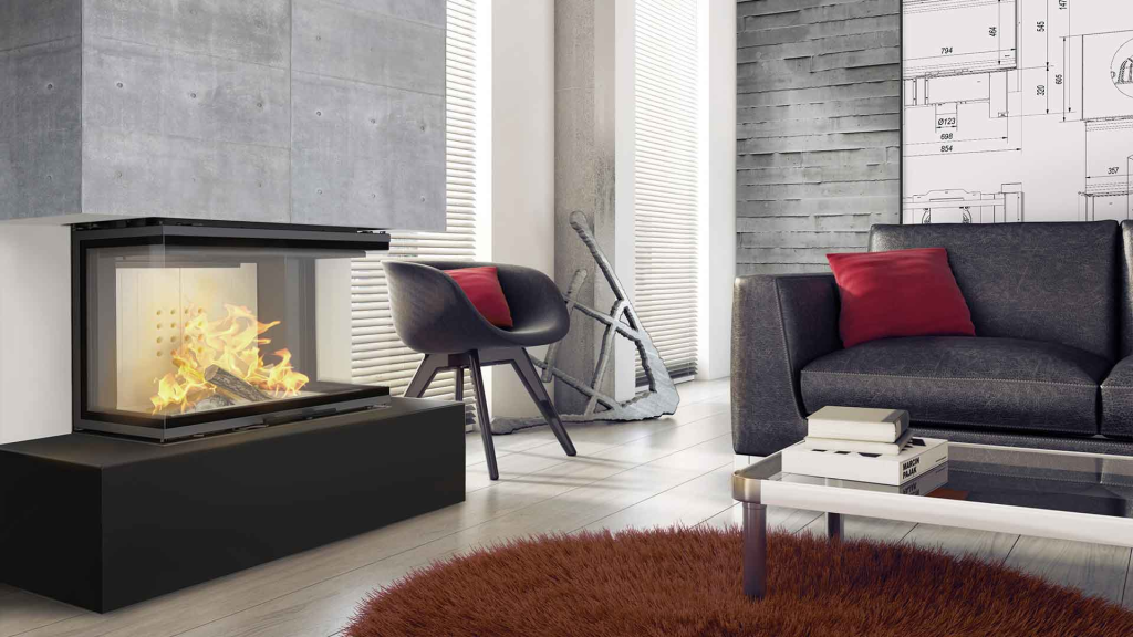 Wood and Steel Fireplace in Cyprus Petraland