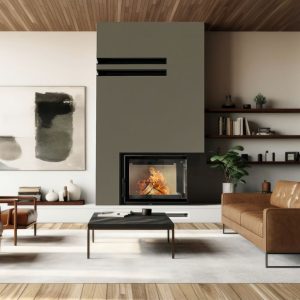 Wood and Steel Fireplace in Cyprus Petraland