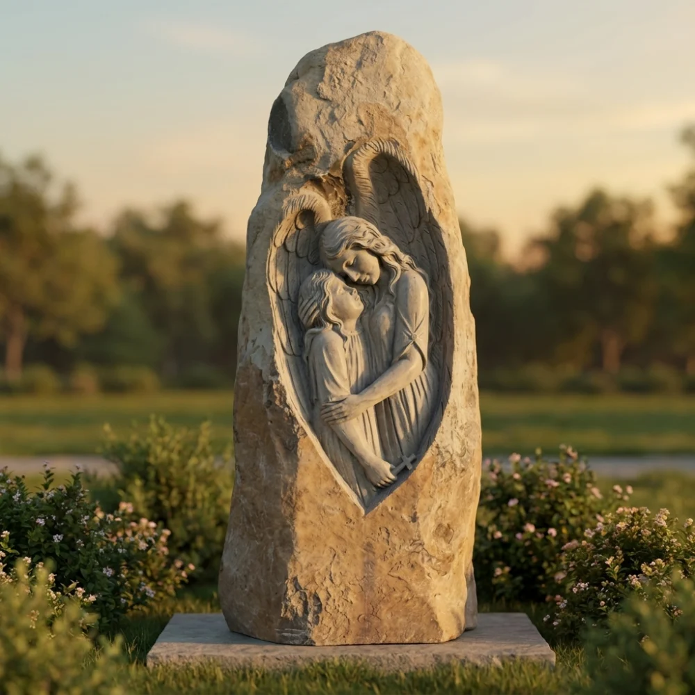 SCULPTURE ROCK MOTHER & BABY CROSS